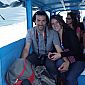 Nous dans le bateau traversant le Lac Atitlan