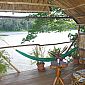 Notre cabane à Sabalos Lodge, avec vue sur le Rio San Juan, juste magnifique !